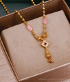 One Gram Gold Modern Mangalsutra Collections With Pink Stone SMDR2364