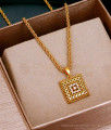 Box Shaped White Stone Small Pendant Gold Chain For Daily Use SMDR2367