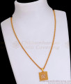 Box Shaped White Stone Small Pendant Gold Chain For Daily Use SMDR2367