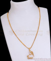 American Diamond Heart Shaped Locket Gold Chain For College Wear SMDR2369