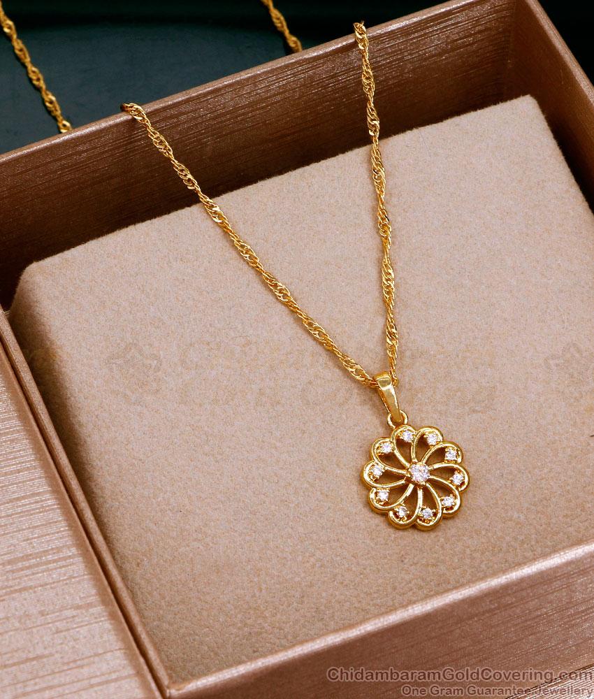 Beautiful Floral Design Gold Pendant With Twisted Chain For Women SMDR2376