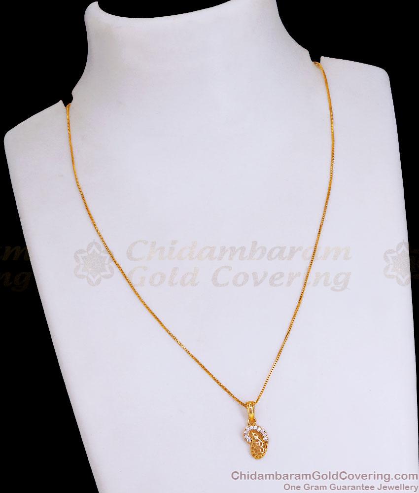 Light Weight Thin Gold Chain Mango Pendant With Stones SMDR2382