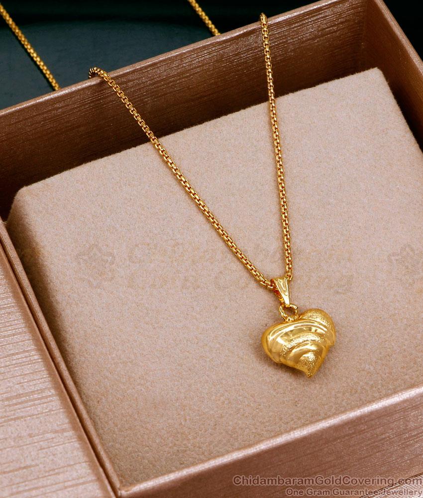 Beautiful 3D Heart Shaped Gold Locket Chain For College Wear SMDR2383