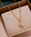 One Gram Gold Short Chain With White Stone Floral Pendant SMDR2388