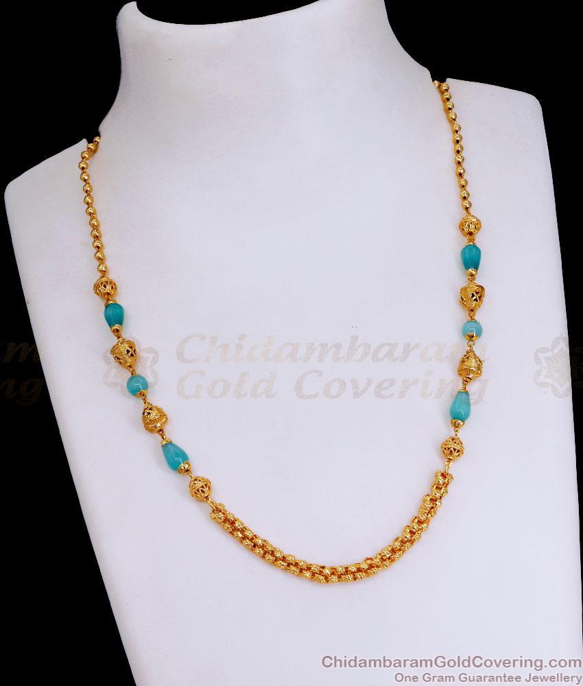 Premium Gold Plated Short Chain With Blue Gemstone For Women SMDR2394