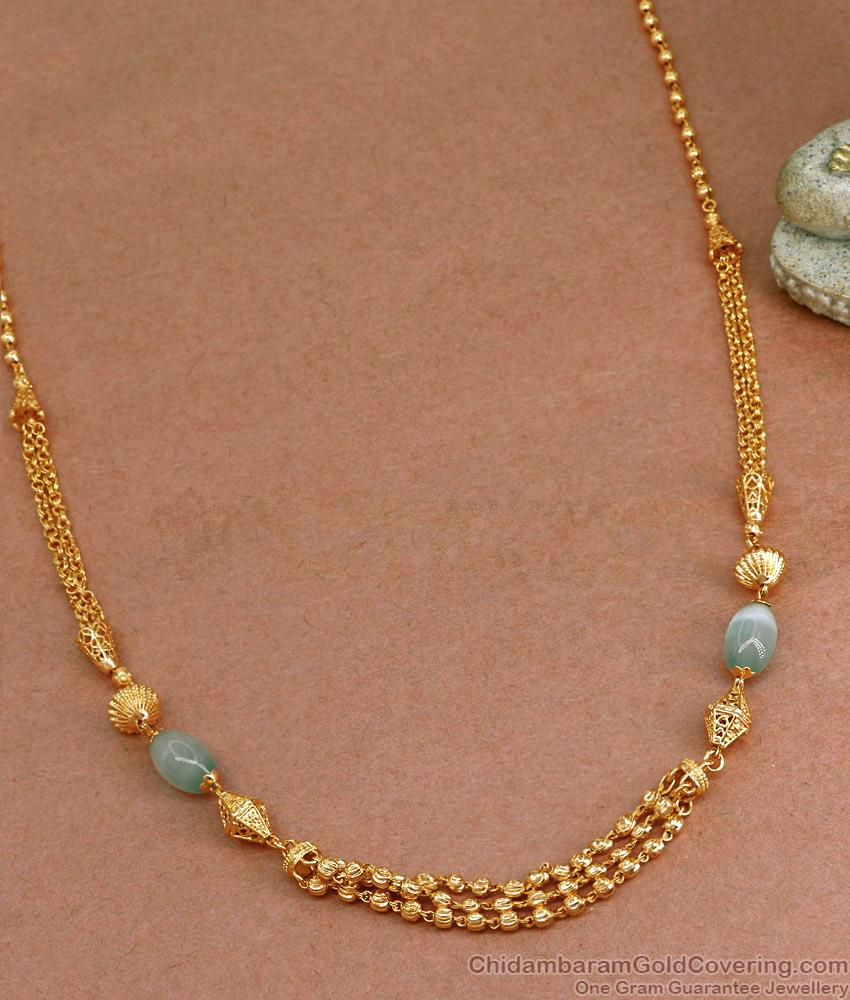 Elegant Gold-Plated Chain Necklace Blue Beads And Layered Chains SMDR2398