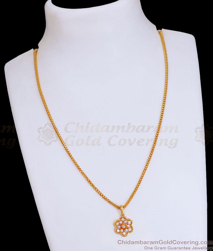 Beautiful White Stone Flower Pendant With Snake Chain SMDR2407