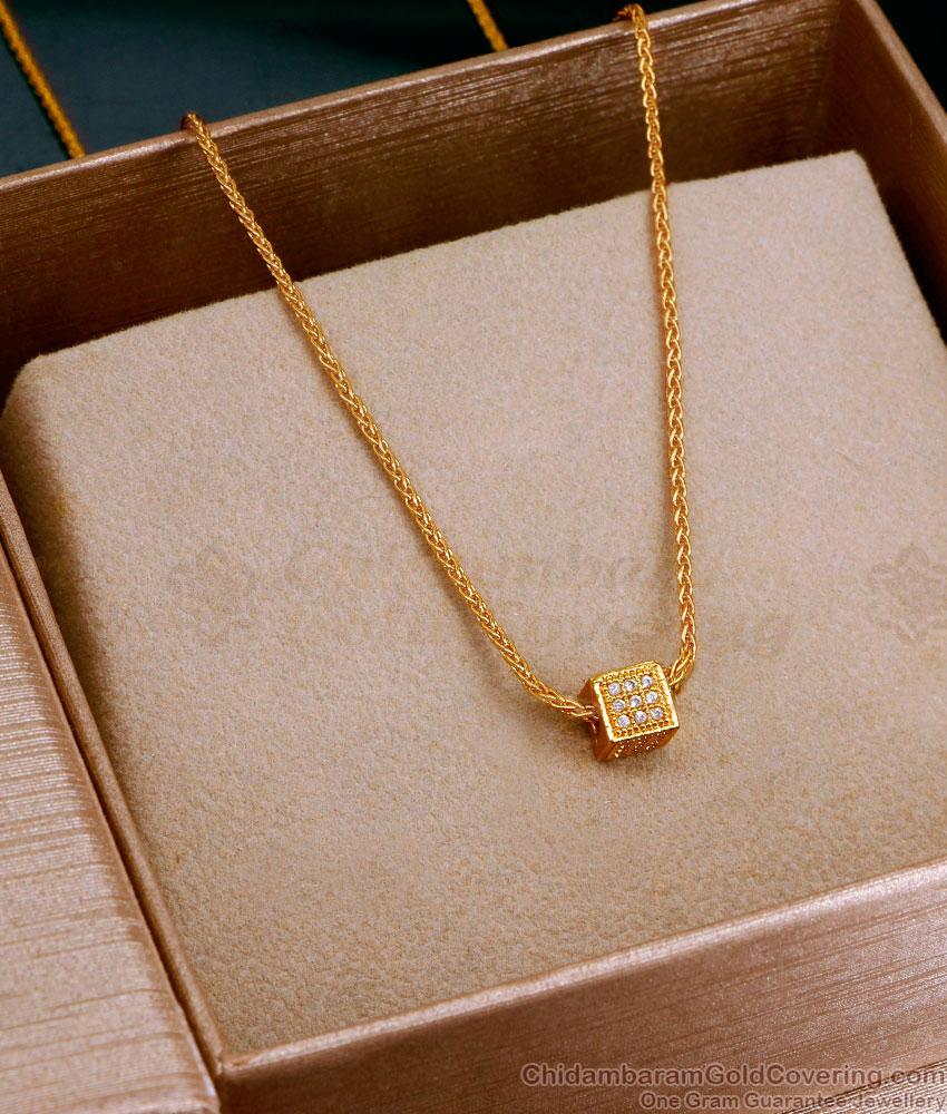 Simple Daily Wear Gold Pendant Chain Box Design SMDR2432