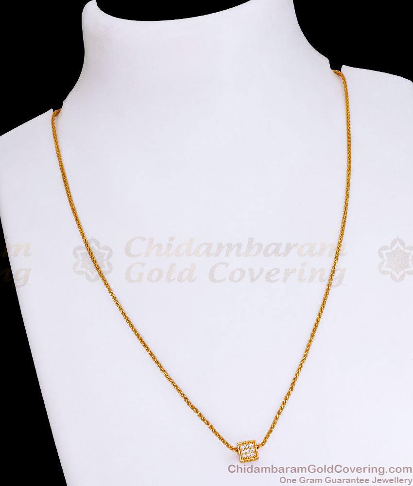 Simple Daily Wear Gold Pendant Chain Box Design SMDR2432