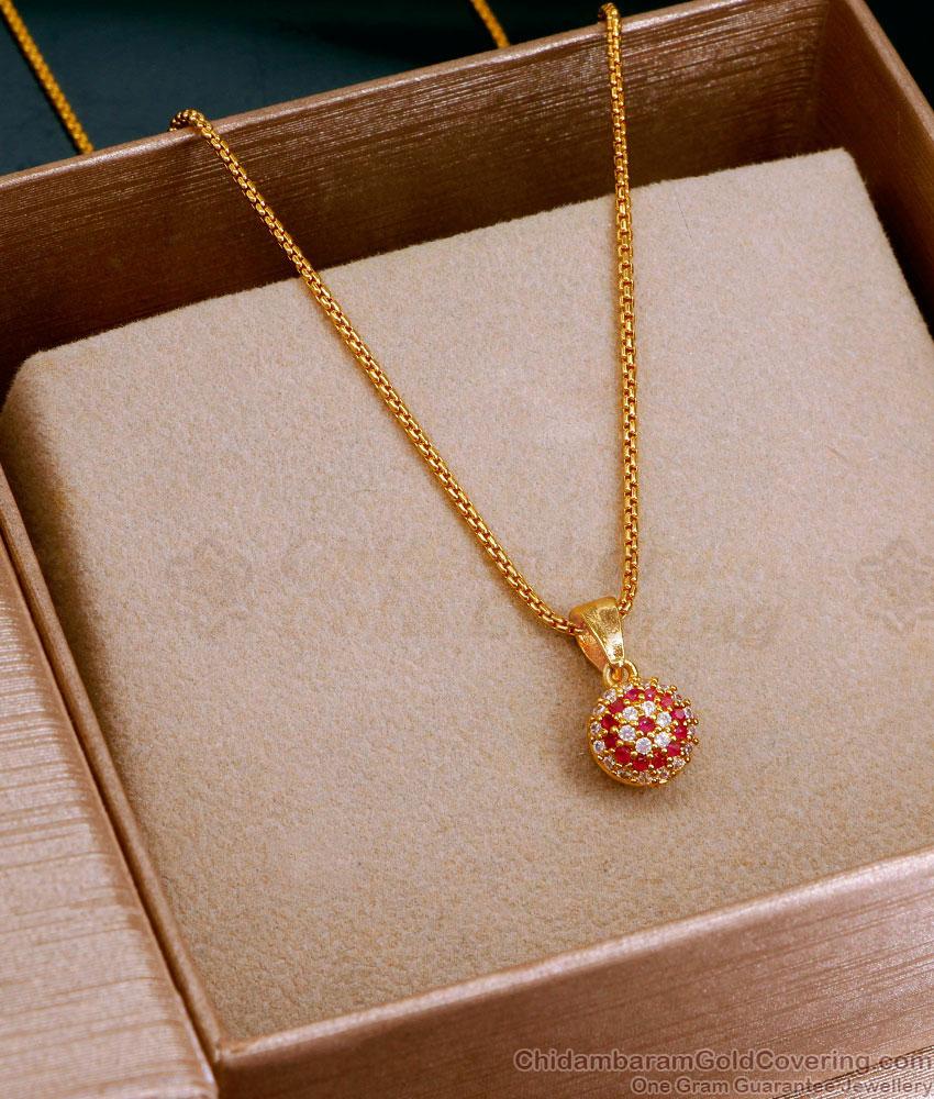 American Diamond Gold Plated Ball Pendant Chain For College Wear SMDR2435