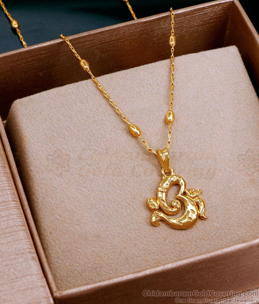 Lord Ganesha Om Pendant Gold Chain For Daily Wear SMDR2436