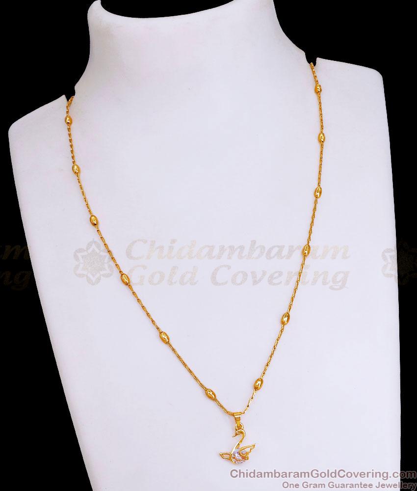 Attractive Small Swan Pendant Diamond Necklace For Girls SMDR2442