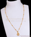 Single White Stone Gold Plated Pendant With Beads Chain SMDR2443