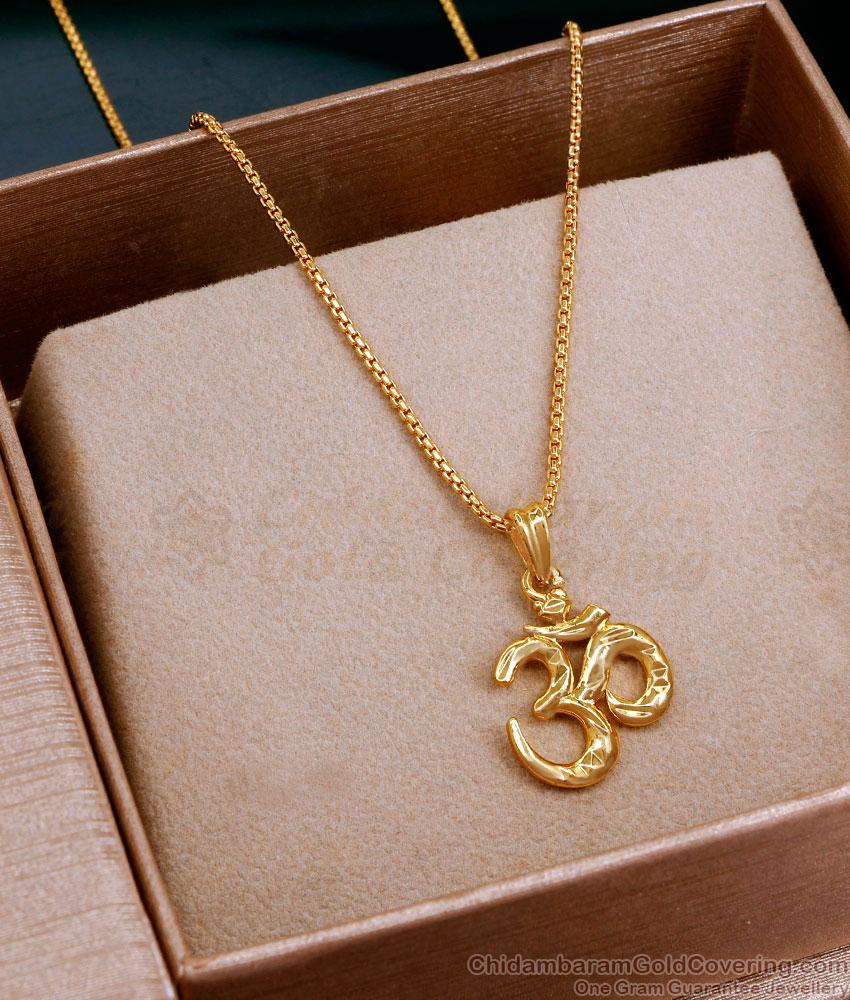 Pure 1 Gram Micro Gold Plated Om Pendant Chain Online SMDR2445