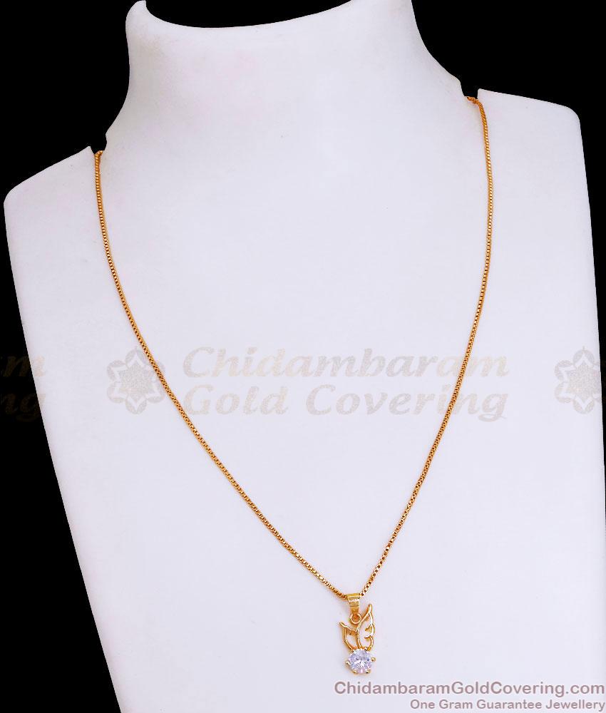 Small Ad Stone Butterfly Gold Pendant Chain For Office Wear SMDR2448