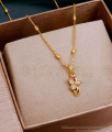 Elegant Ruby White Stone Butterfly Pendant Gold Beads Chain SMDR2453