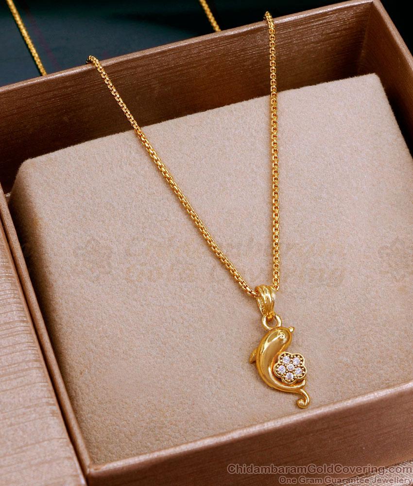 Charming Dolphin Gold Pendant Chain Designs For College Wear SMDR2459