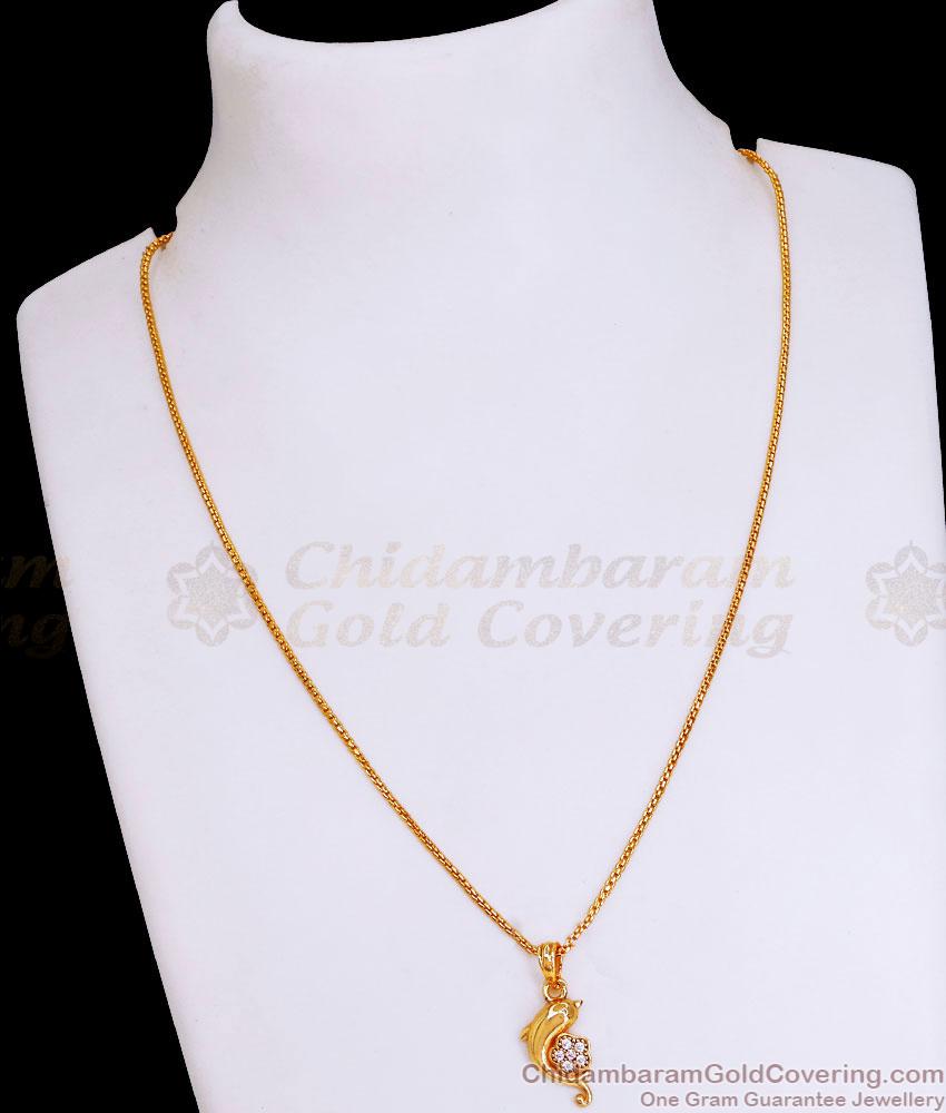 Charming Dolphin Gold Pendant Chain Designs For College Wear SMDR2459