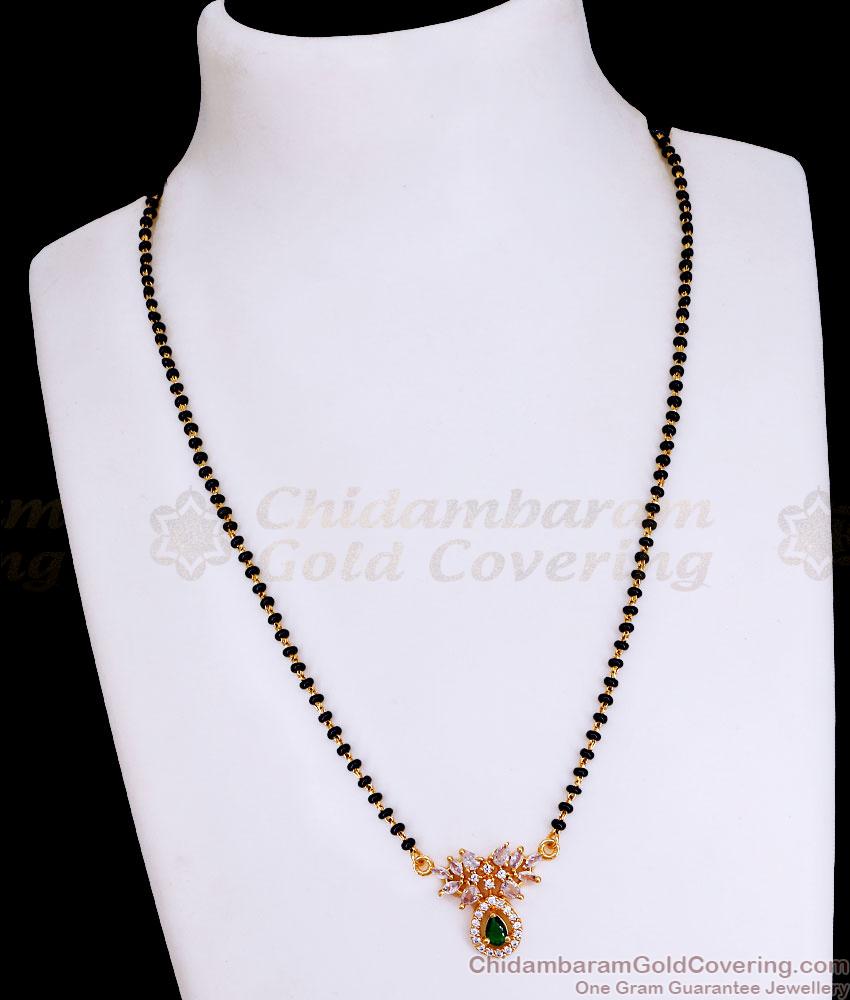 New Model Gold Plated Short Mangalsutra With Diamond Pendant SMDR2461