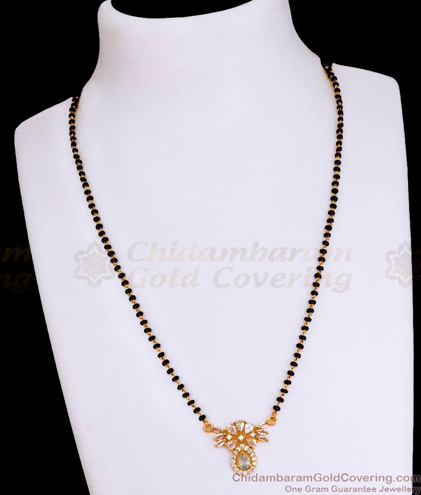 Buy Ad Stone Gold Plated Mangalsutra Short Black Beads Chain SMDR2465