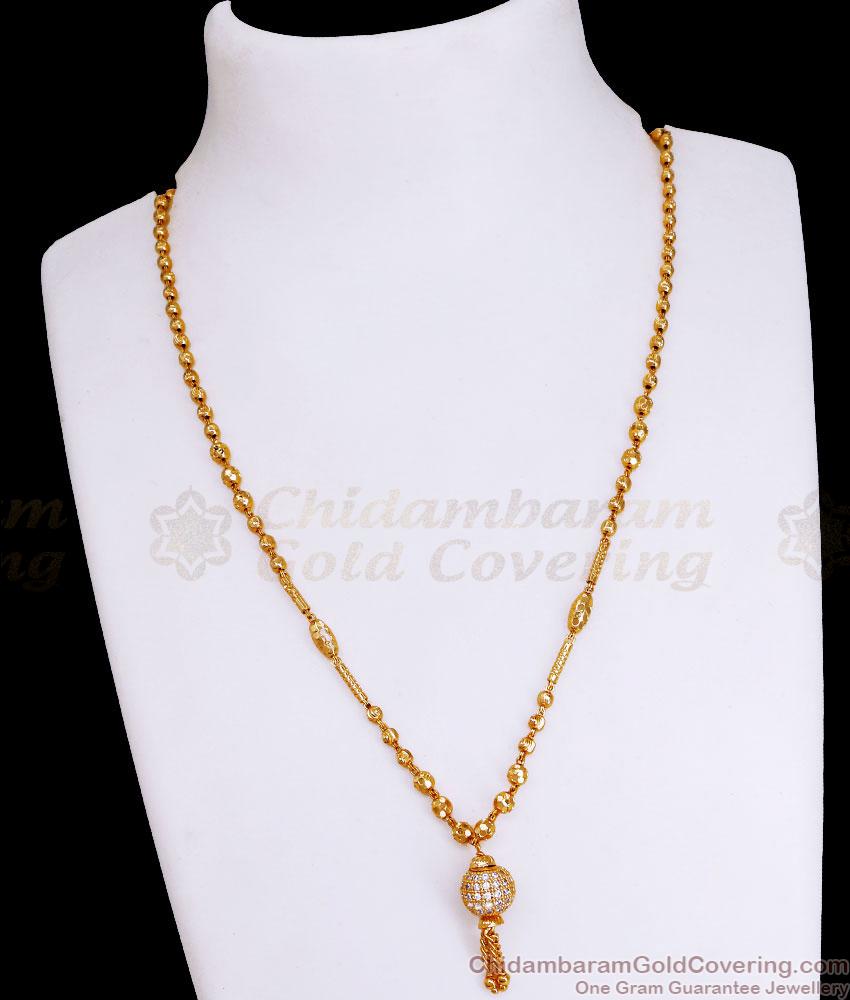 New Gold Design Beads Chain Full White Stone Ball Pendant SMDR2470