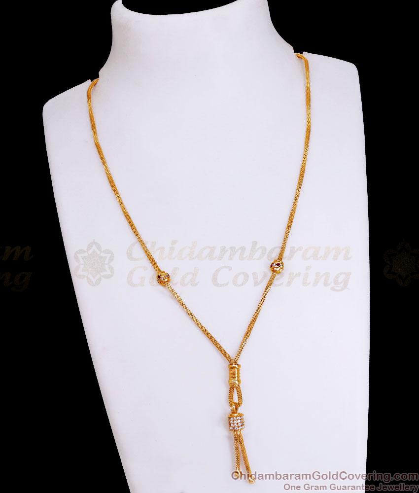 Stylish Hanging Diamond Pendant Gold Plated Chain With Price SMDR2476