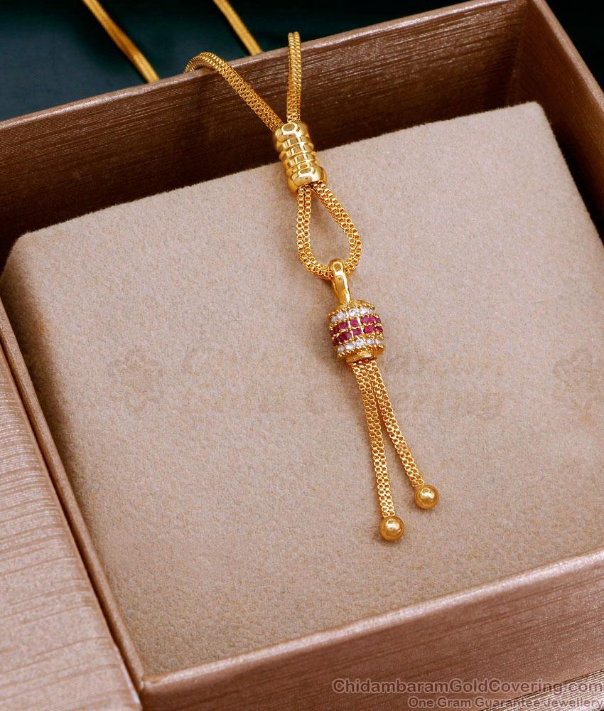 Pure Gold Tone Short Pendant Chain Designs For Daily Use SMDR2477