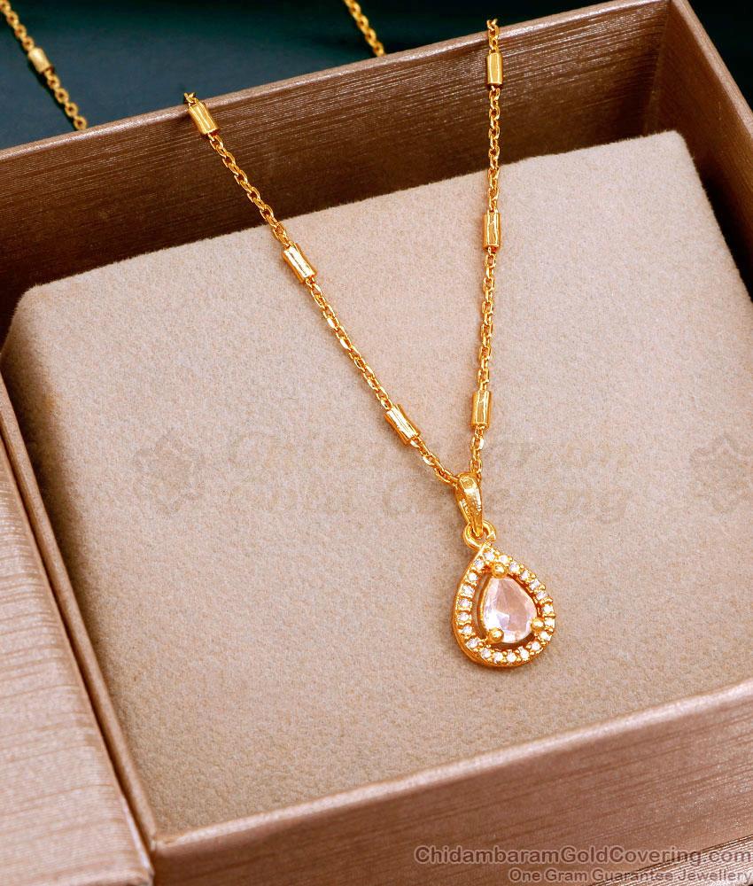 Ad Stone Droplet Pendant Gold Plated Necklace Designs SMDR2485