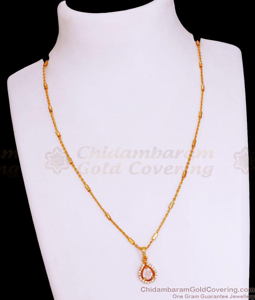 Ad Stone Droplet Pendant Gold Plated Necklace Designs SMDR2485