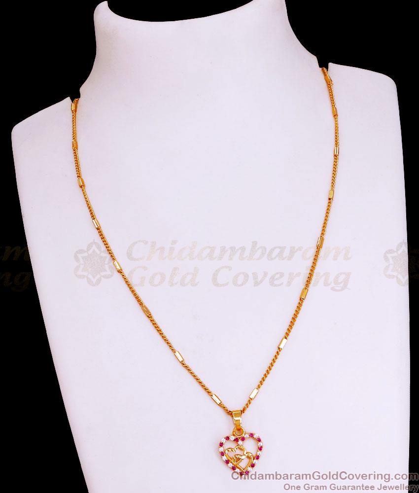 Beautiful Ruby White Heart Shaped Necklace Designs SMDR2490