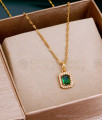 Attractive Emerald Stone Gold Plated Pendant With Thin Chain SMDR2495