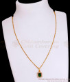 Attractive Emerald Stone Gold Plated Pendant With Thin Chain SMDR2495