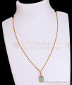 Latest Gold Plated Pendant Chain Design With Green Opal Stone SMDR2497