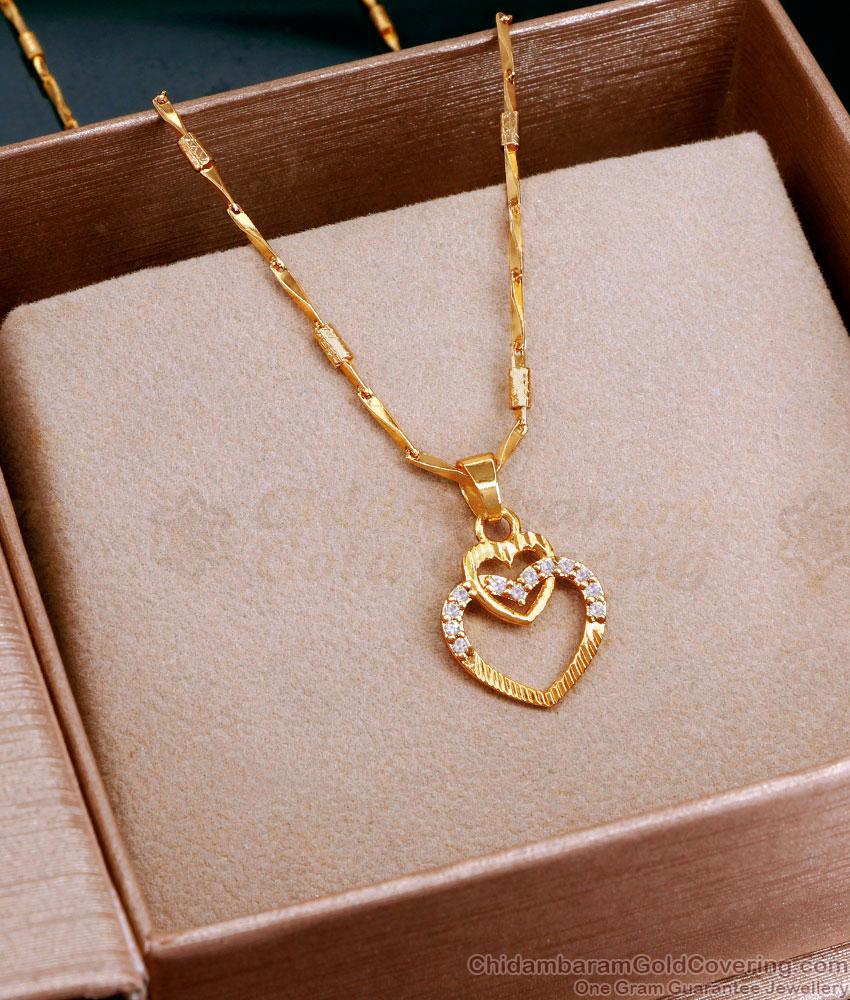 Sleeky Gold Plated Wheat Chain With Heart Pendant SMDR2501