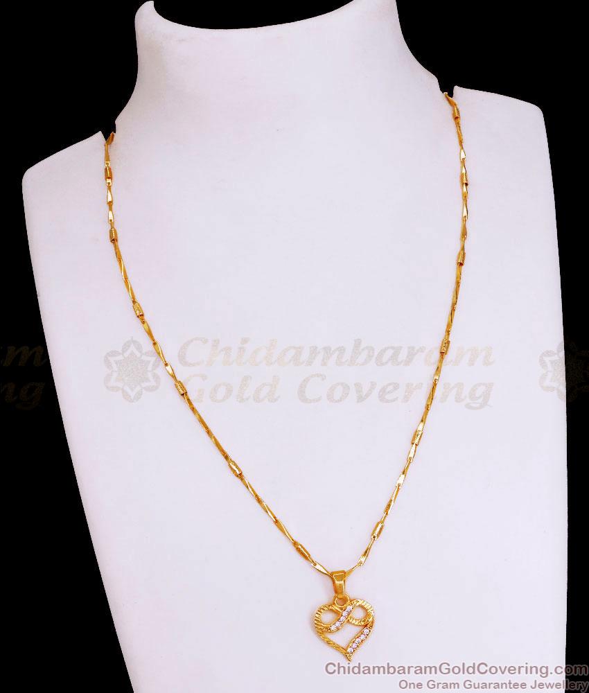 Buy White Stone Infinity Heart Pendant Gold Necklace SMDR2503