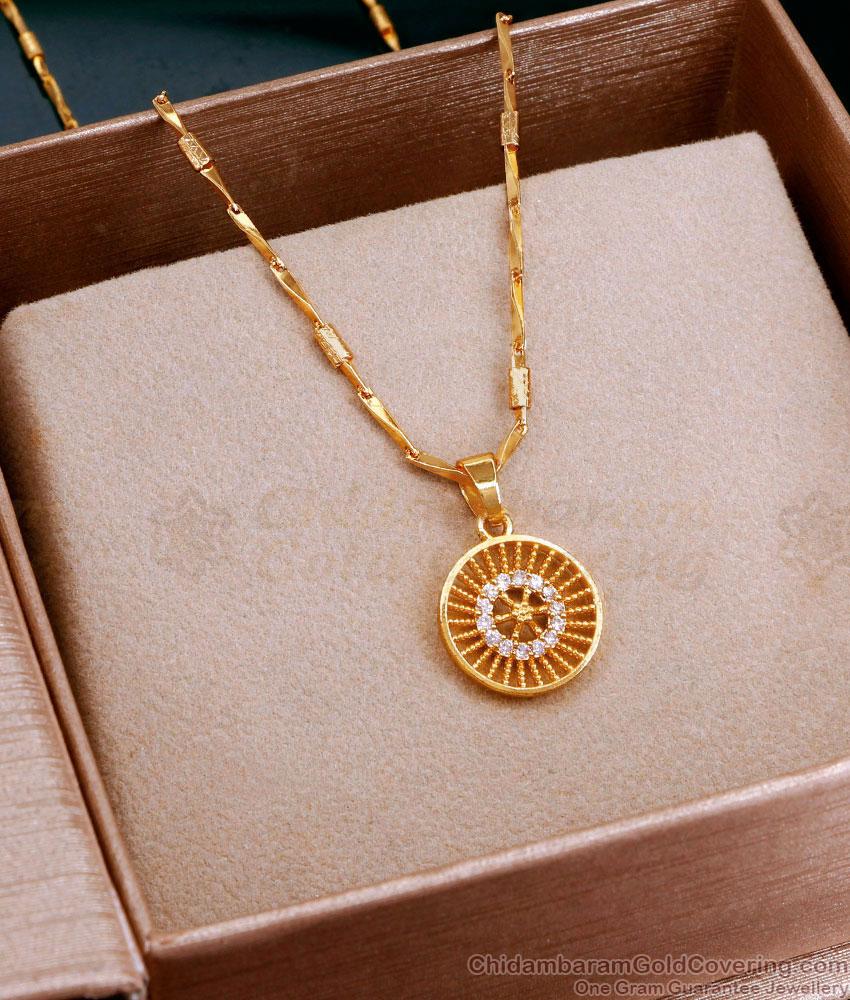 Daily Use 1 Gram Gold Stone Pendant Chain For Girls SMDR2504