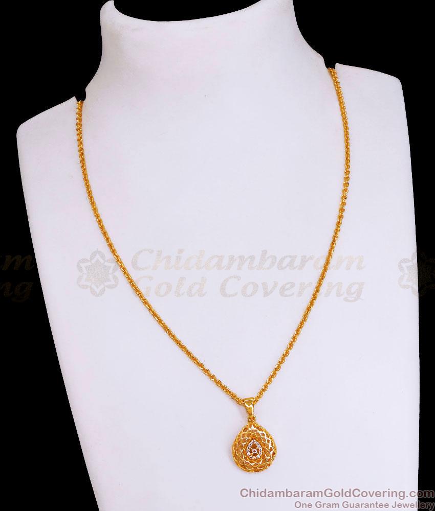 Stylish Droplet Pendant Design With Gold Short Chain SMDR2505