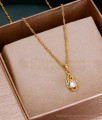 Latest 1 Gram Gold Necklace White Stone Pendant Design SMDR2517