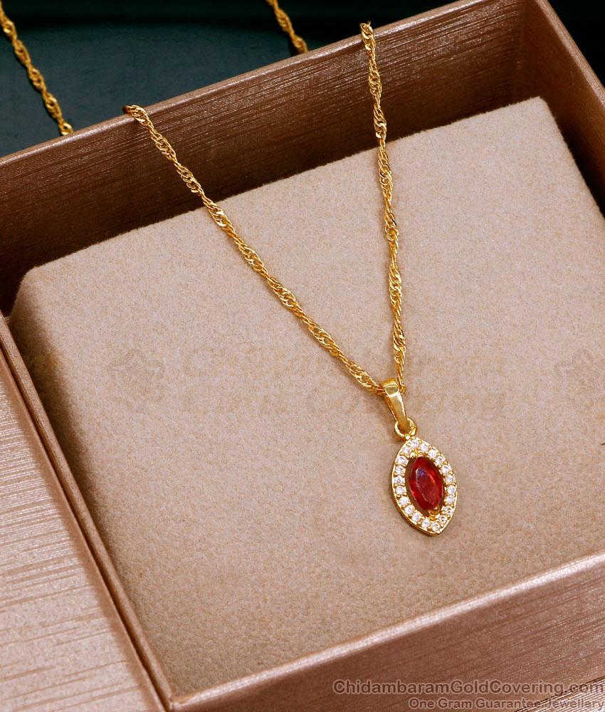 Buy Ruby Stone Gold Pendant Daily Wear Chain Designs SMDR2523