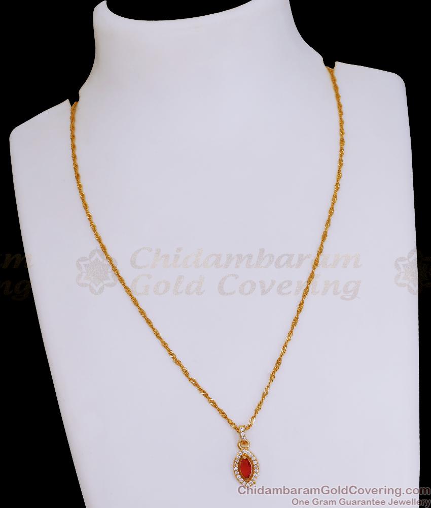 Buy Ruby Stone Gold Pendant Daily Wear Chain Designs SMDR2523