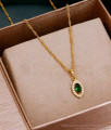 Glittering Emerald Stone Diamond Pendant Necklace For Ladies SMDR2525