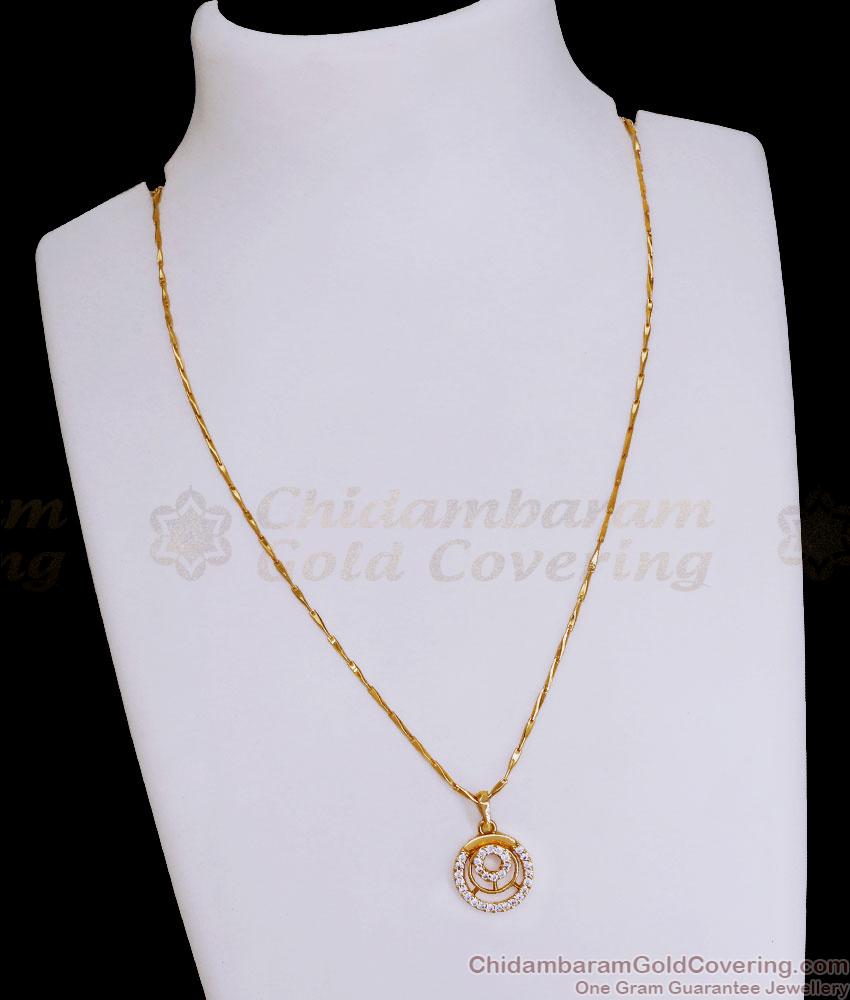 Round Diamond Pendant Gold Imitation Necklace Collection SMDR2554