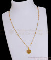 Trendy Ruby White Stone Gold Imitation Pendant With Beaded Chain SMDR2560