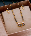 True Gold Tone Black Stone Mangalsutra Thali Chain With Stud Earring SMDR2573