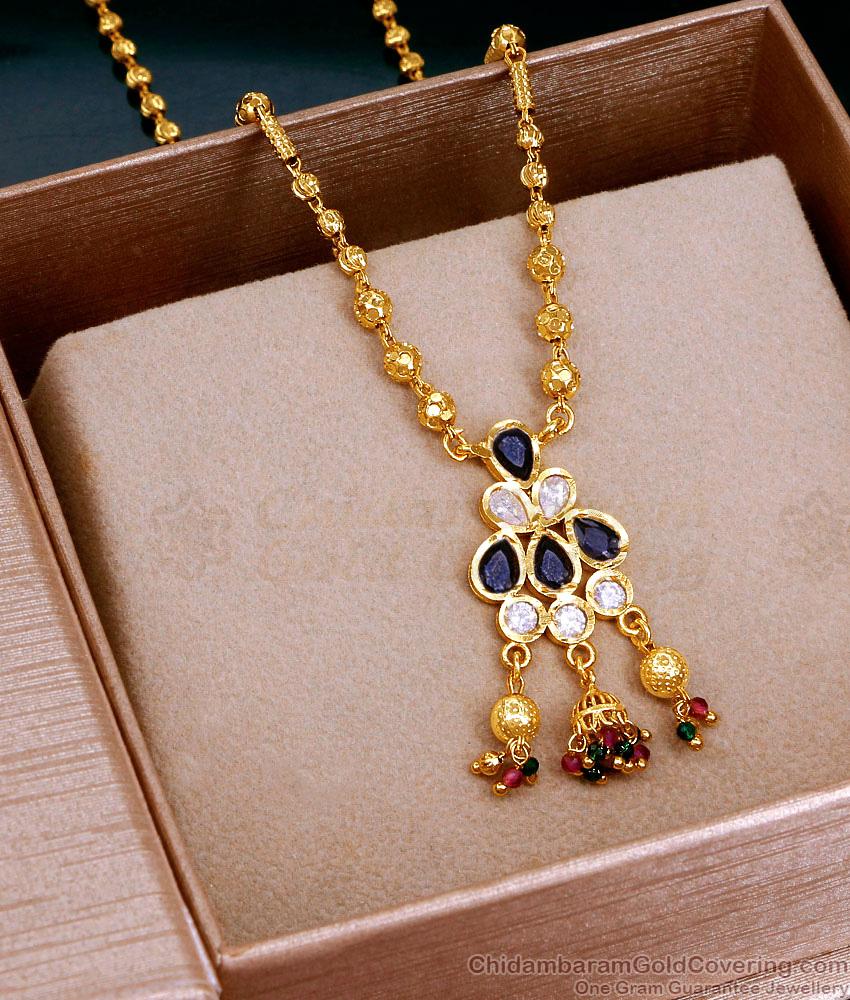 Evil Eye Hanging Stone Pendant Modern Gold Mangalsutra Designs SMDR2575