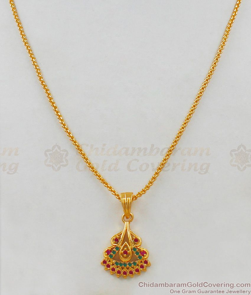 Multi Stone Peacock Pendant Chain Jewelry Daily Use Collection SMDR458