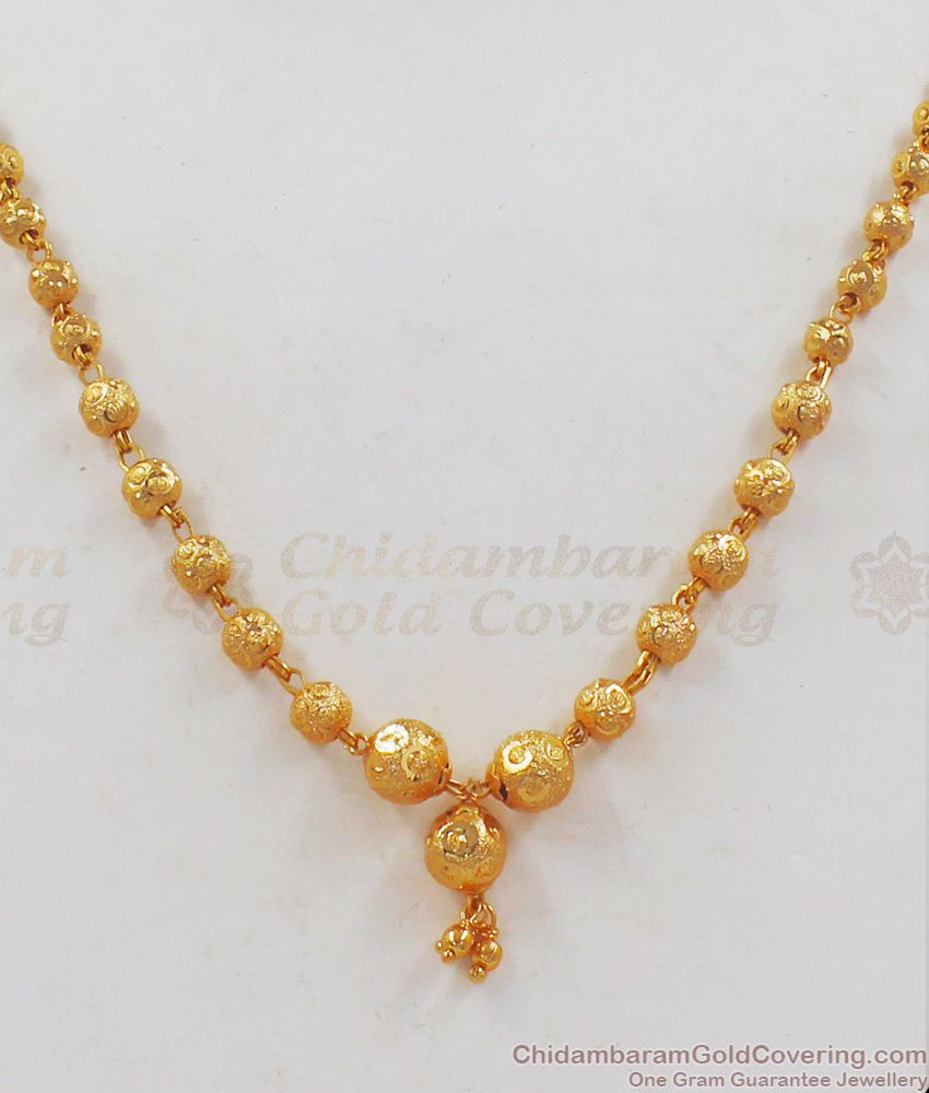 Gold Balls and Beads Pendant One Gram Chain for Daily Use SMDR574