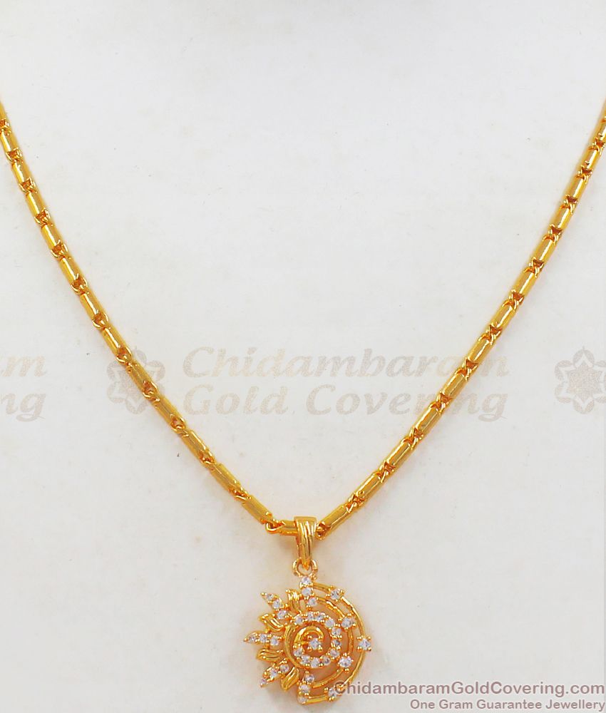 Diamond Collections Gold Plated Short Pendant Chain Designs SMDR607