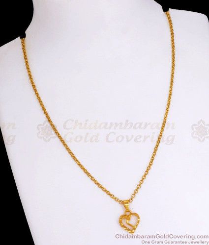 Buy Unique One Gram Gold Short Chain with Love Symbol Love Pendant