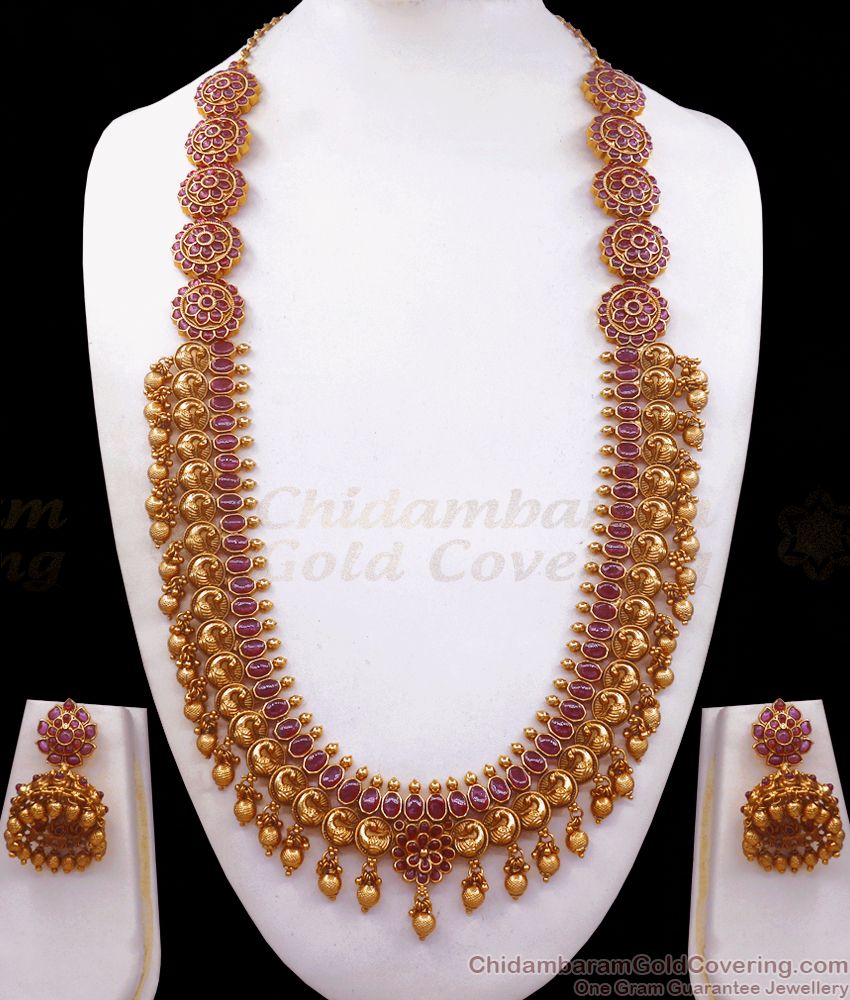 ANTQ1048 - Premium Kasu Mala Grand Antique Haaram Earring Shop Online